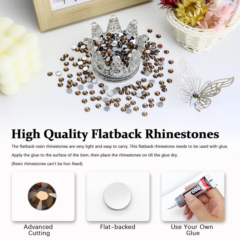 Briskbloom 4500PCS SS6 2mm Resin Flatback Rhinestone, Dark Brown Flatback Rhinestones for Nails, Tumblers, Mugs, Bottles, Craft Decoration, Loose Bling Glitter Diamond Stone - Image 2